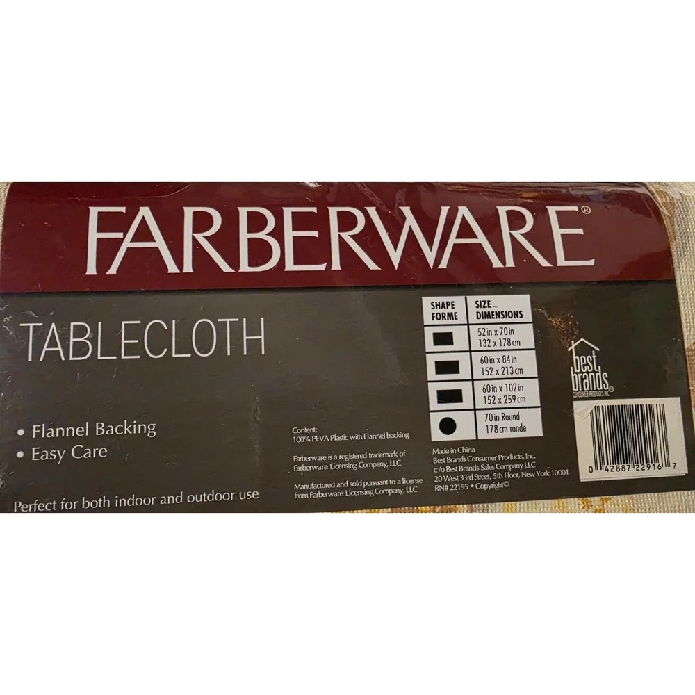 Vintage Tablecloth Farberware Oblong Flannel 52